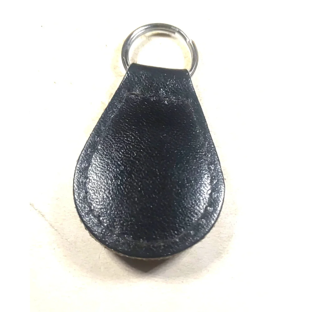 Jack Daniels Whiskey Leather Keychain Black Silver Tone